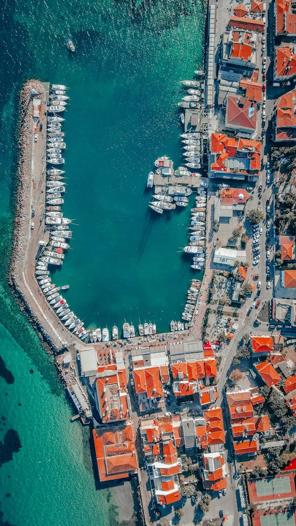 Aerial View of Urla Iskelesi Port in Izmir