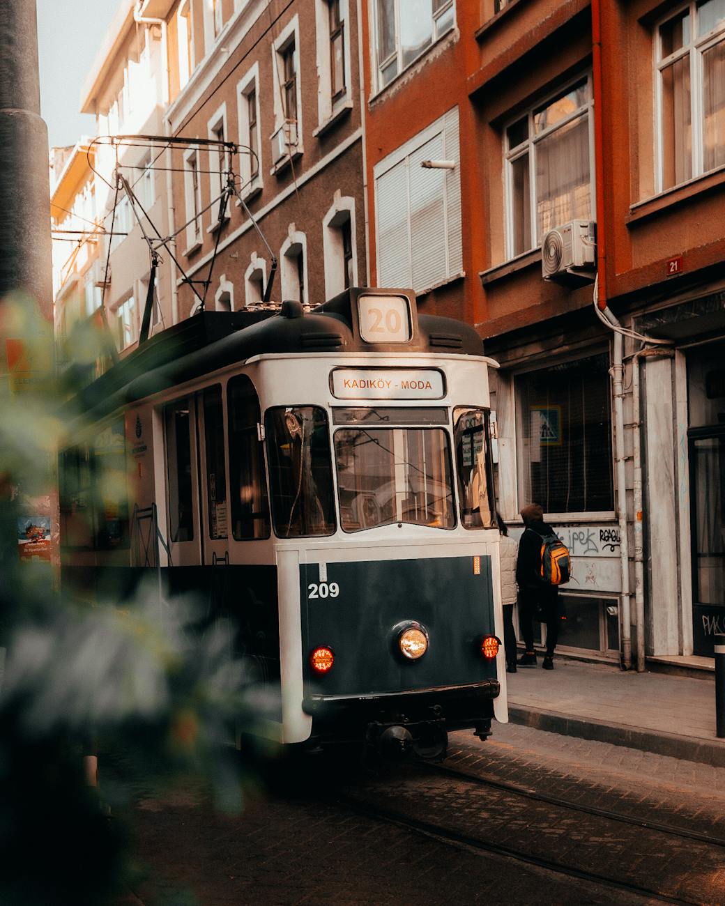 a tram on the streets of istanbul turkey